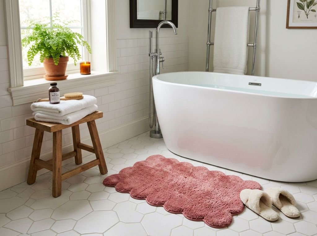 A stunning, high-resolution 4: - 10 Best Pink Bathroom Rugs for Every Aesthetic: From Spa-Like Luxury to Quirky Charm
