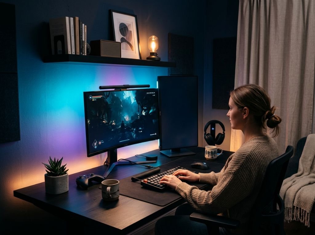 A stunning, high-resolution 4: - The Ultimate Streamer Setup: High-Tech Lighting for Immersive Gaming